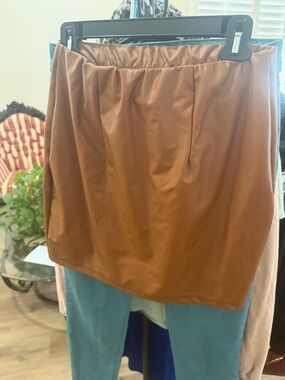 Brown Faux Leather Mini Skirt